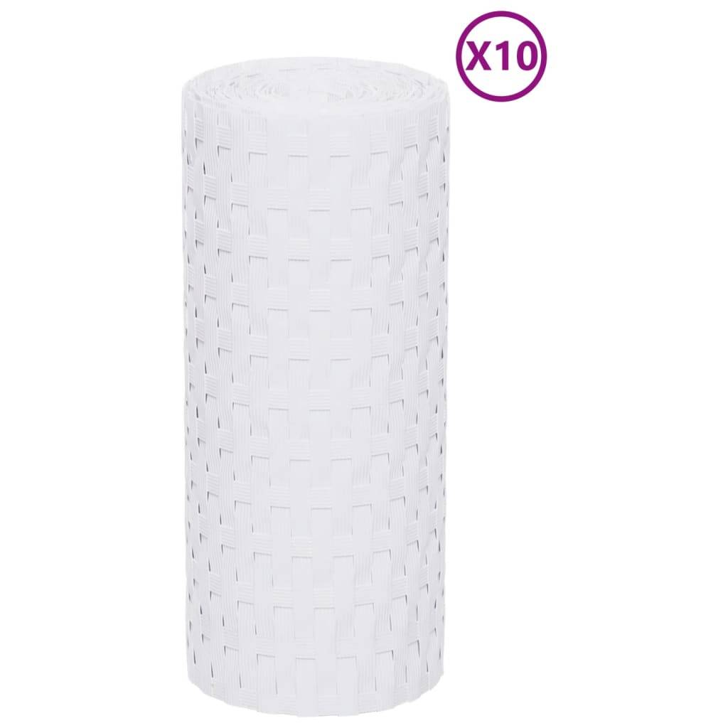 vidaXL Balkon-Sichtschutze 10 Stk. Weiß 255x19 cm Poly Rattan