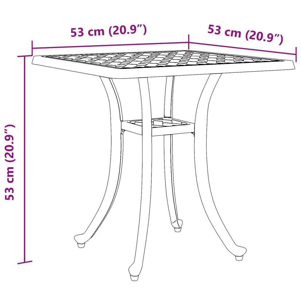 vidaXL Gartentisch Bronzen 53x53x53 cm Aluminiumguss