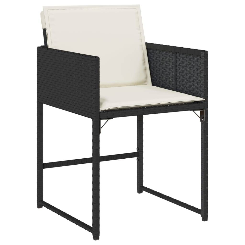 vidaXL 11-tlg. Garten-Essgruppe mit Kissen Schwarz Poly Rattan