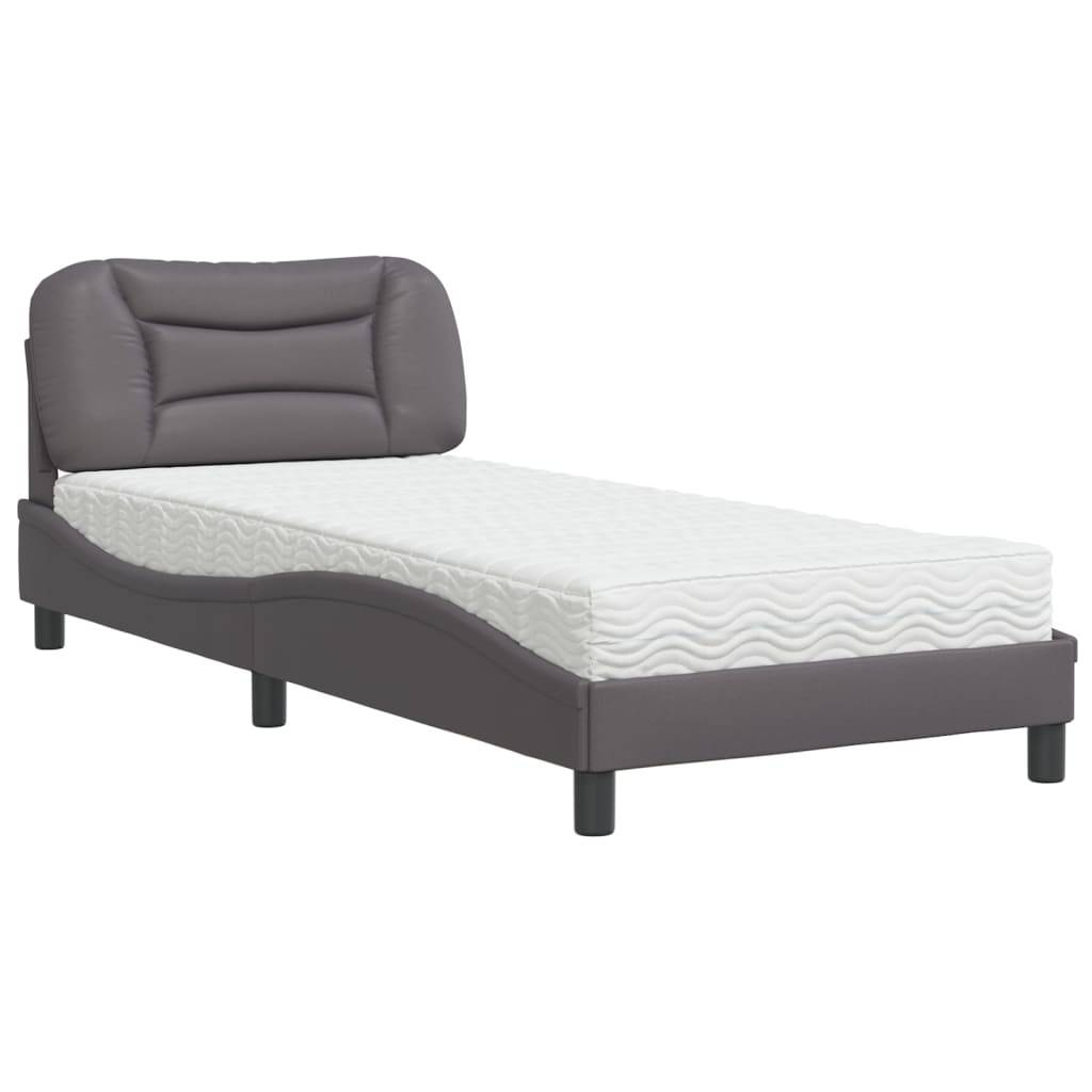 vidaXL Bett mit Matratze "Hvar" Grau 80x200 cm Kunstleder