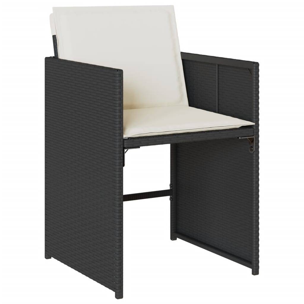 vidaXL Gartenstühle mit Kissen 4 Stk. Schwarz Poly Rattan