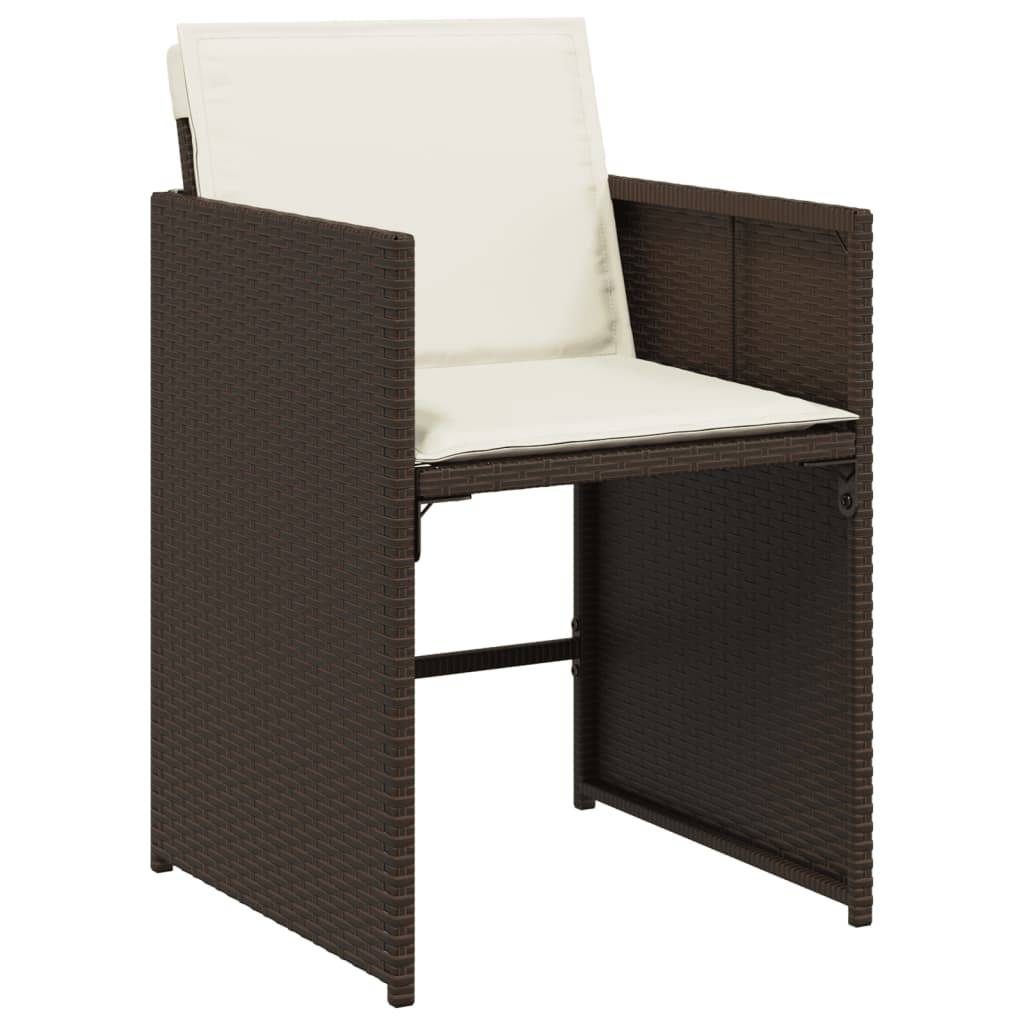 vidaXL 17-tlg. Garten-Essgruppe mit Kissen Braun Poly Rattan