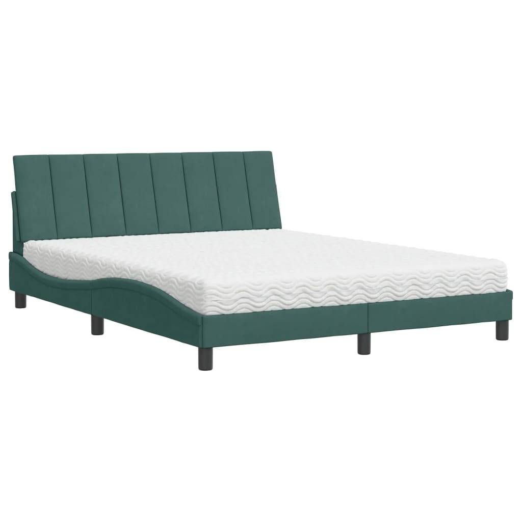 vidaXL Bett mit Matratze "Hanko" Dunkelgrün 160x200 cm Samt