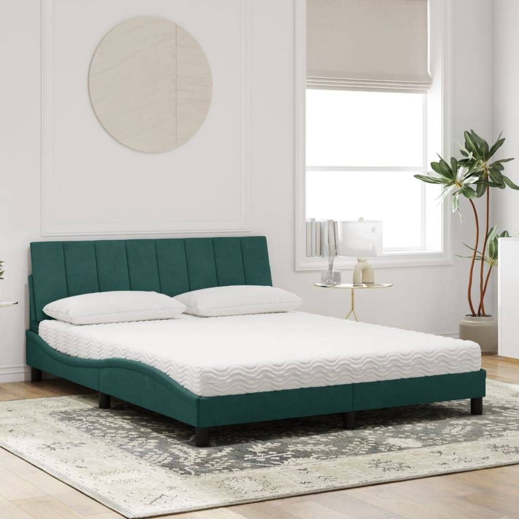 vidaXL Bett mit Matratze "Hanko" Dunkelgrün 160x200 cm Samt