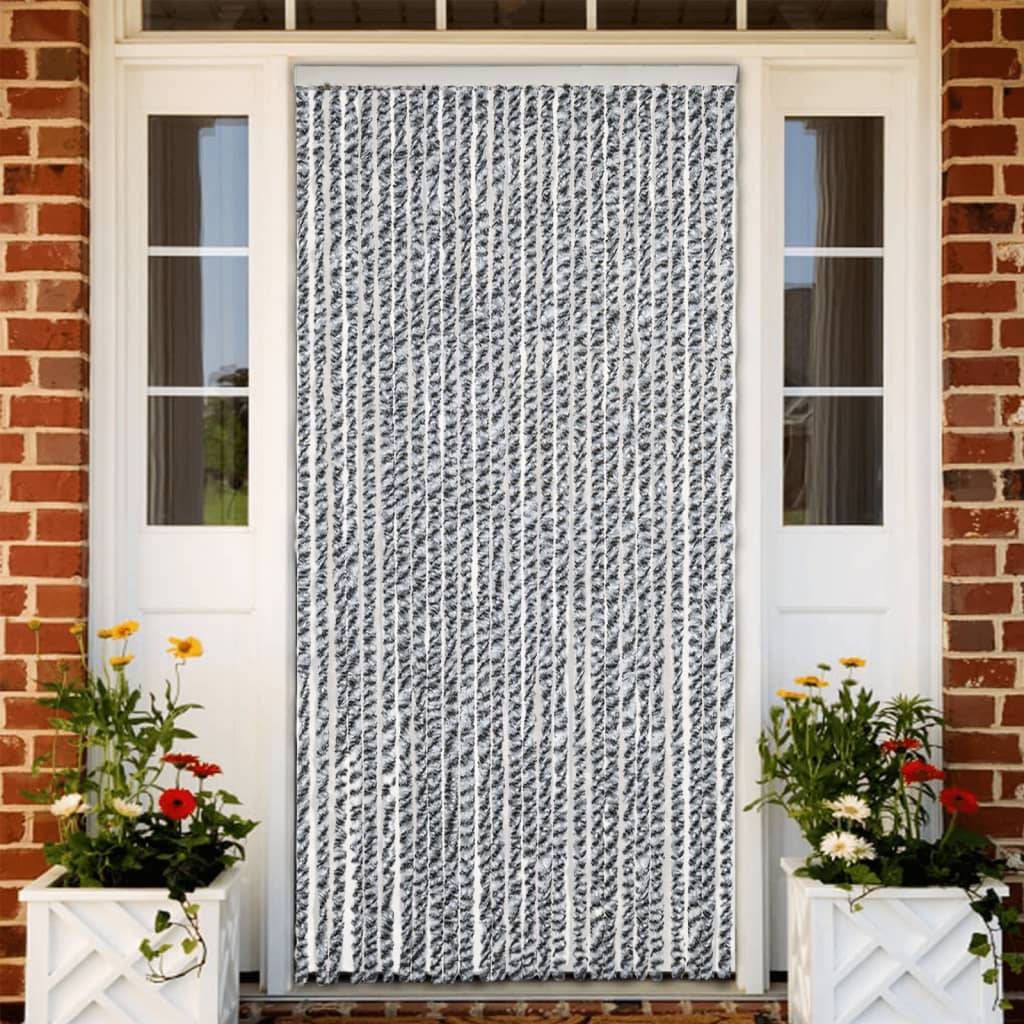 vidaXL Fliegenvorhang Grau, Schwarz und Weiß 118x220 cm Chenille