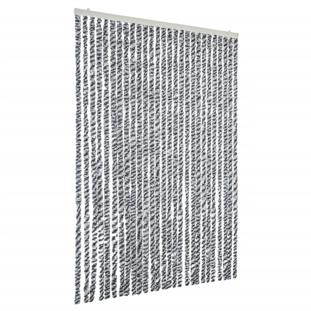 vidaXL Fliegenvorhang Grau, Schwarz und Weiß 118x220 cm Chenille