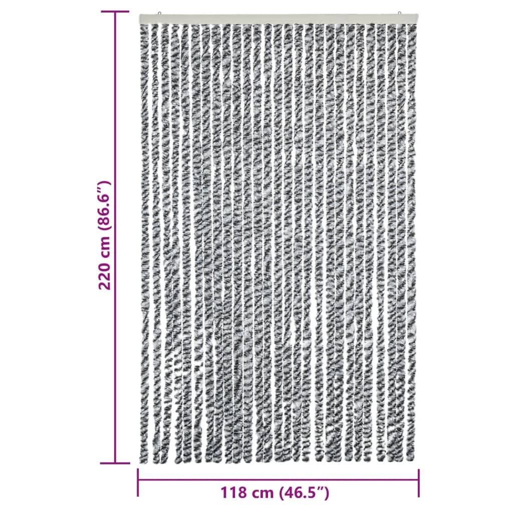 vidaXL Fliegenvorhang Grau, Schwarz und Weiß 118x220 cm Chenille