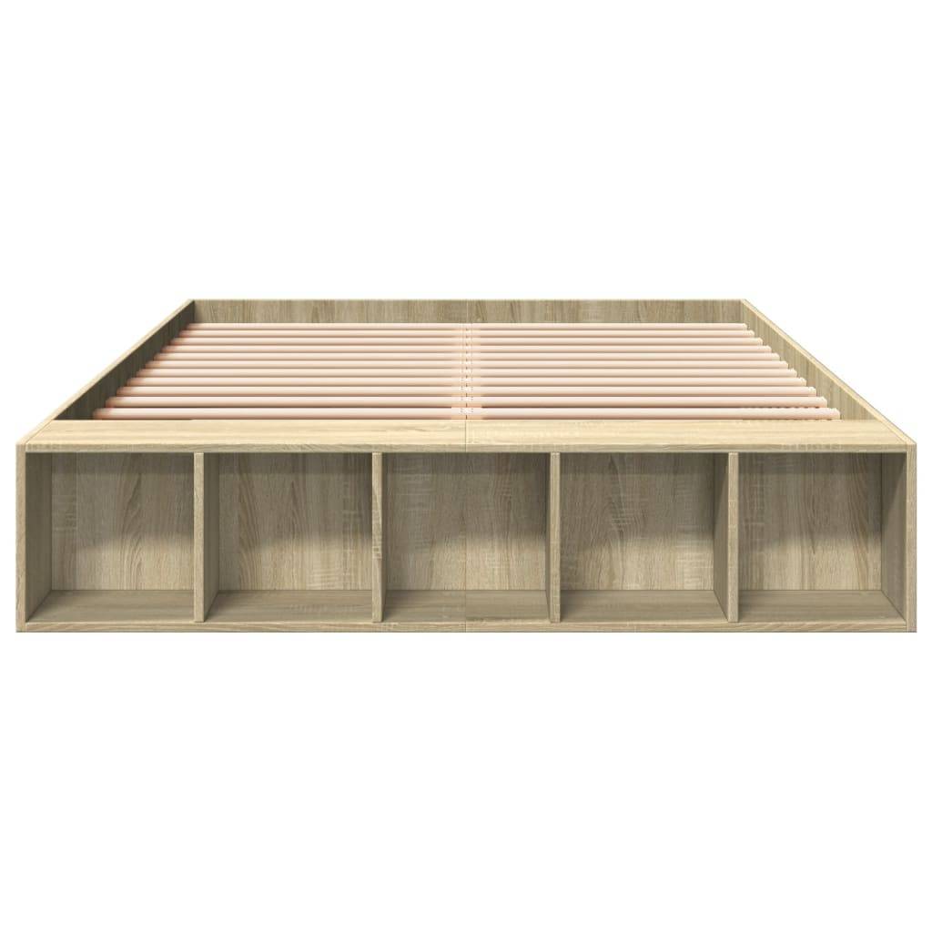 vidaXL Bettgestell Sonoma-Eiche 150x200 cm Holzwerkstoff