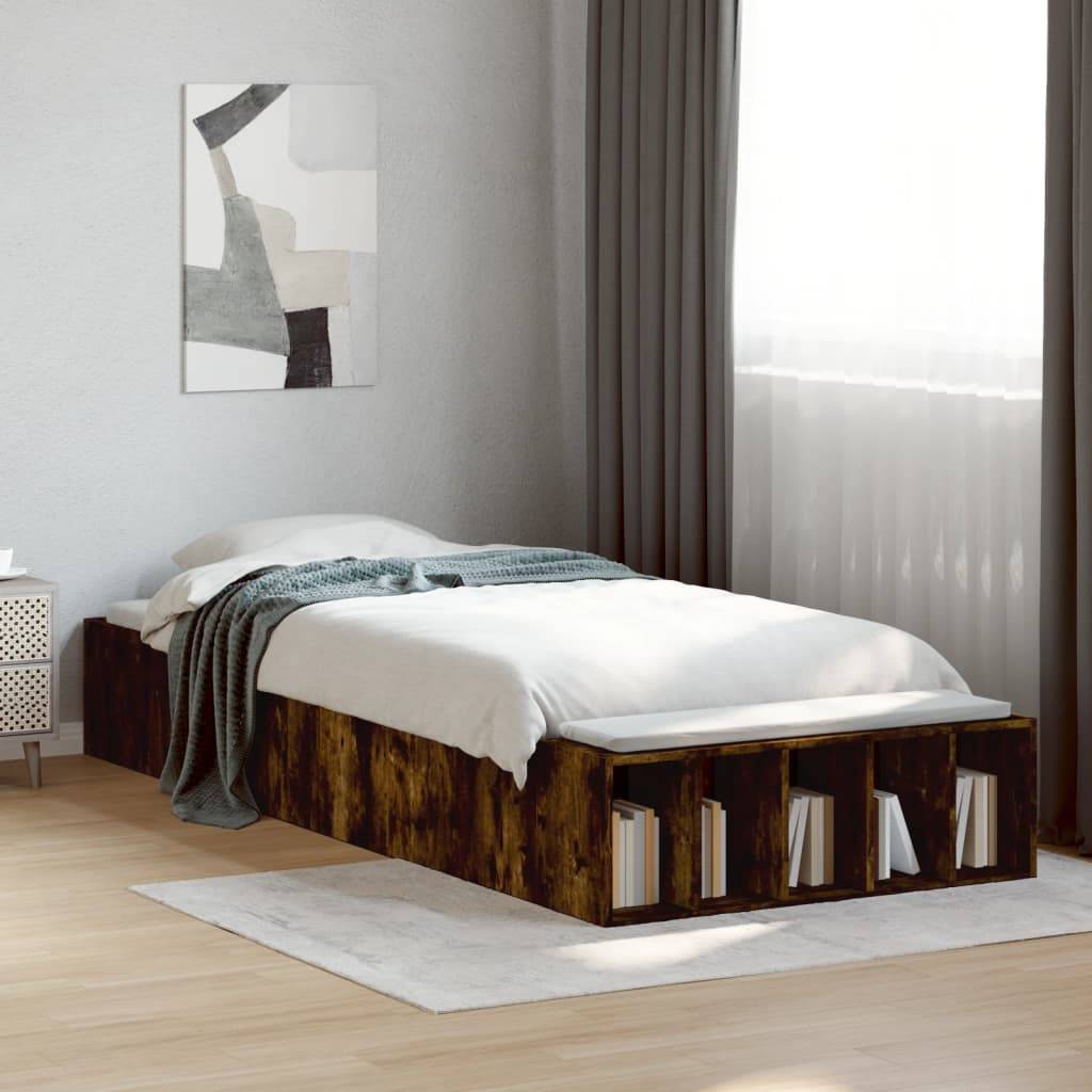 vidaXL Bettgestell Räuchereiche 75x190 cm Holzwerkstoff