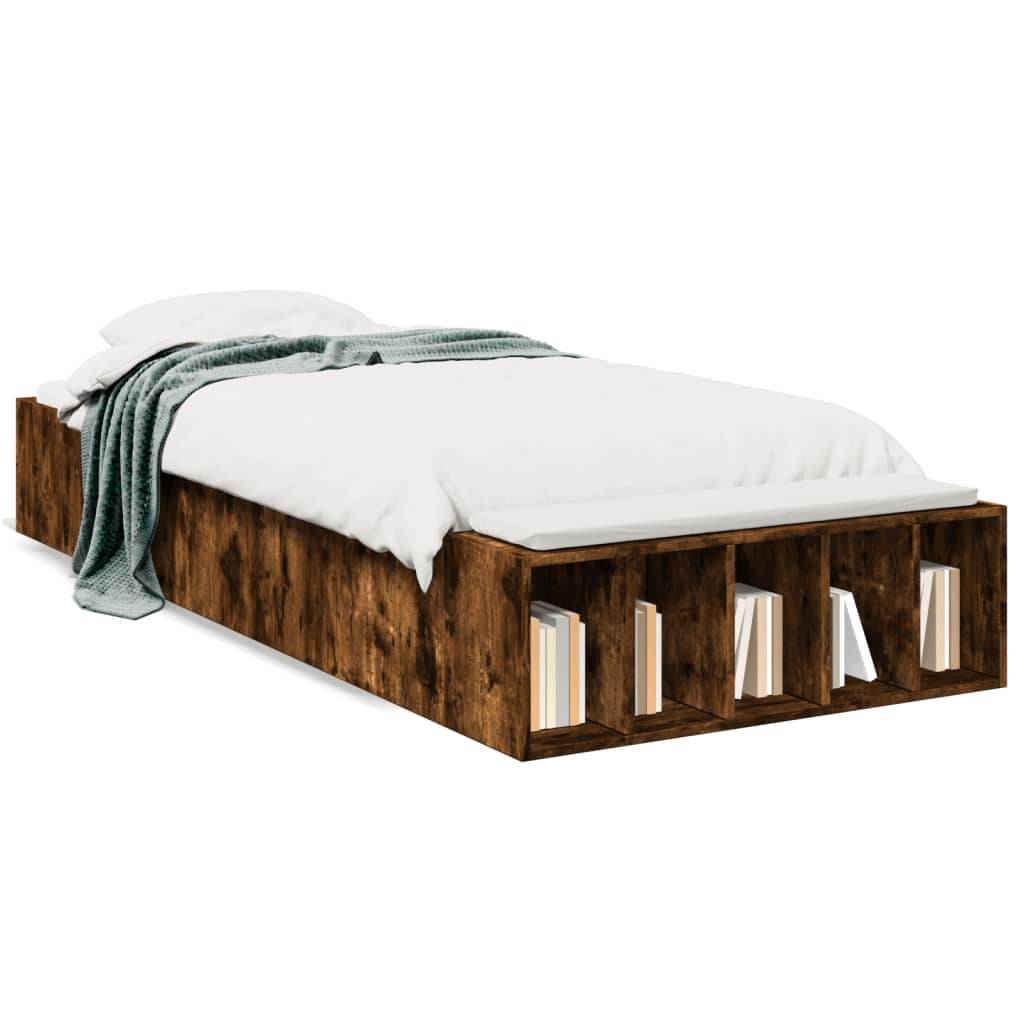 vidaXL Bettgestell Räuchereiche 75x190 cm Holzwerkstoff