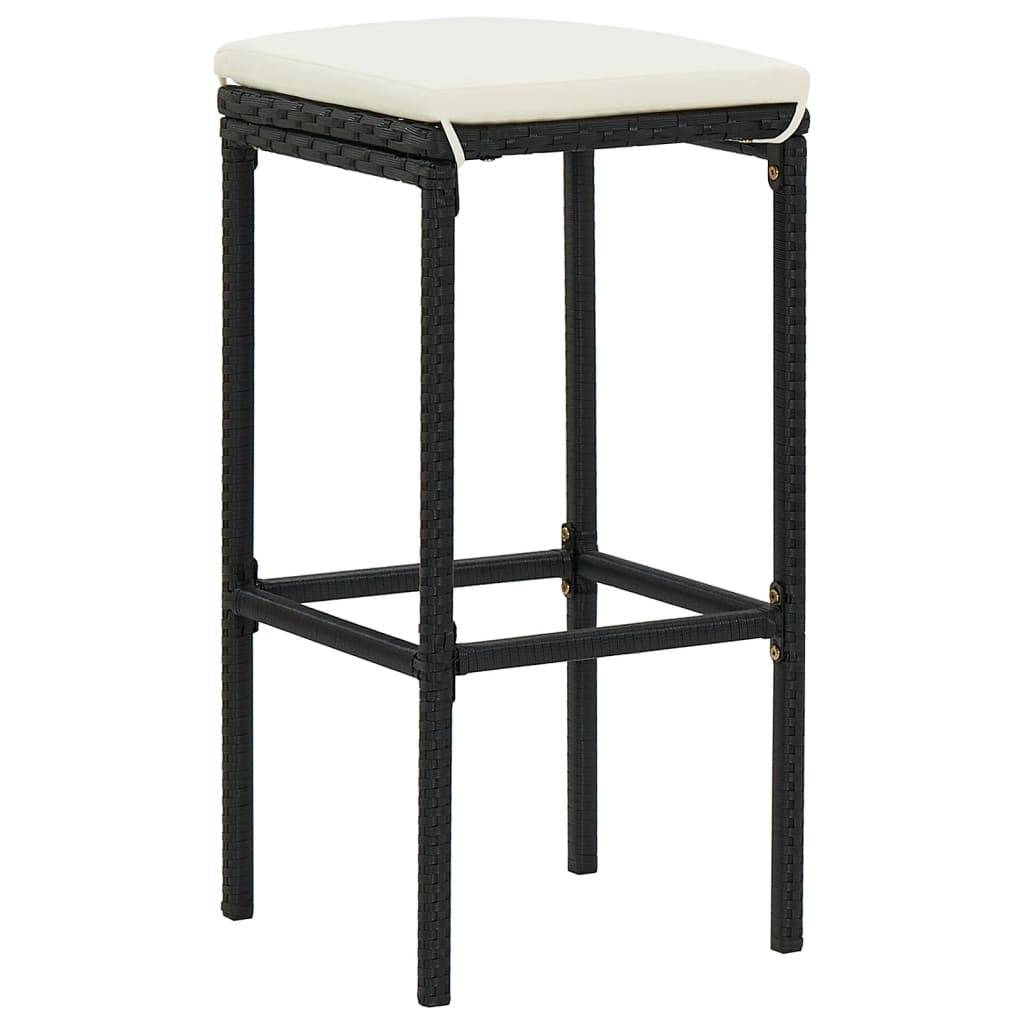 vidaXL 3-tlg. Gartenbar-Set Schwarz Massivholz Akazie und Poly Rattan