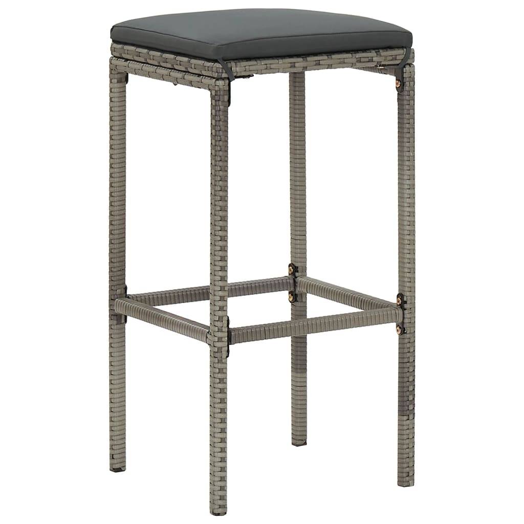 vidaXL 7-tlg. Gartenbar-Set Grau Massivholz Akazie und Poly Rattan