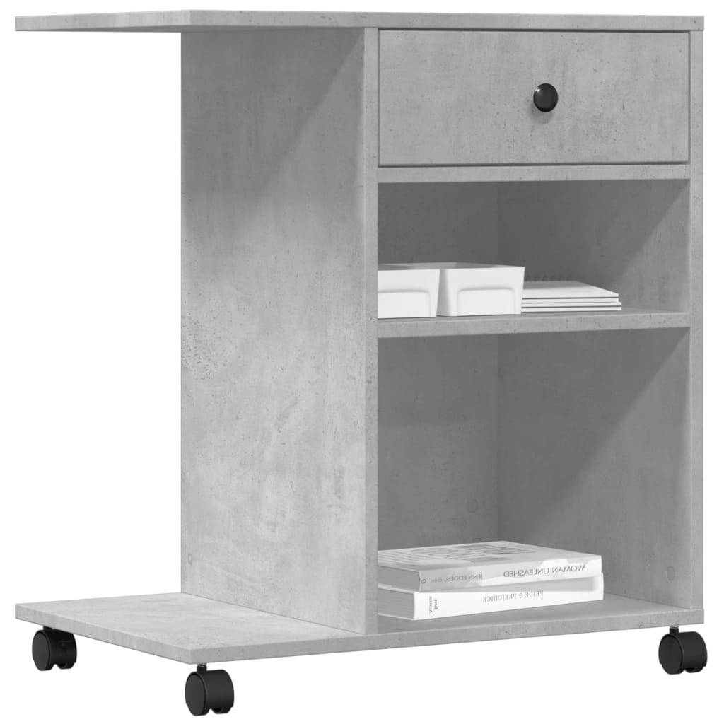 vidaXL Druckerständer mit Rollen Betongrau 60x40x68,5 cm
