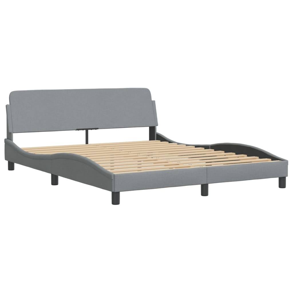 vidaXL Bett mit Matratze "Hvar" Hellgrau 160x200 cm Stoff