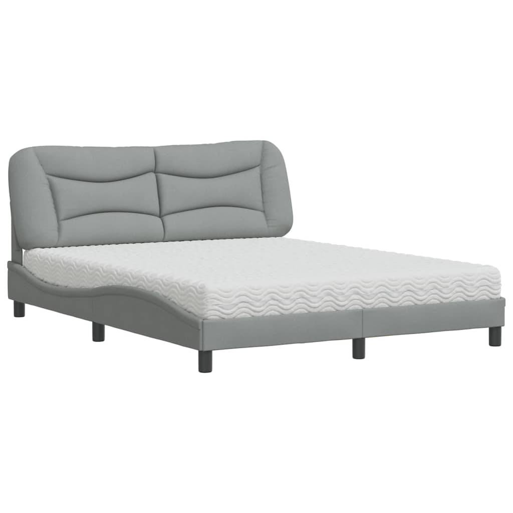 vidaXL Bett mit Matratze "Hvar" Hellgrau 160x200 cm Stoff