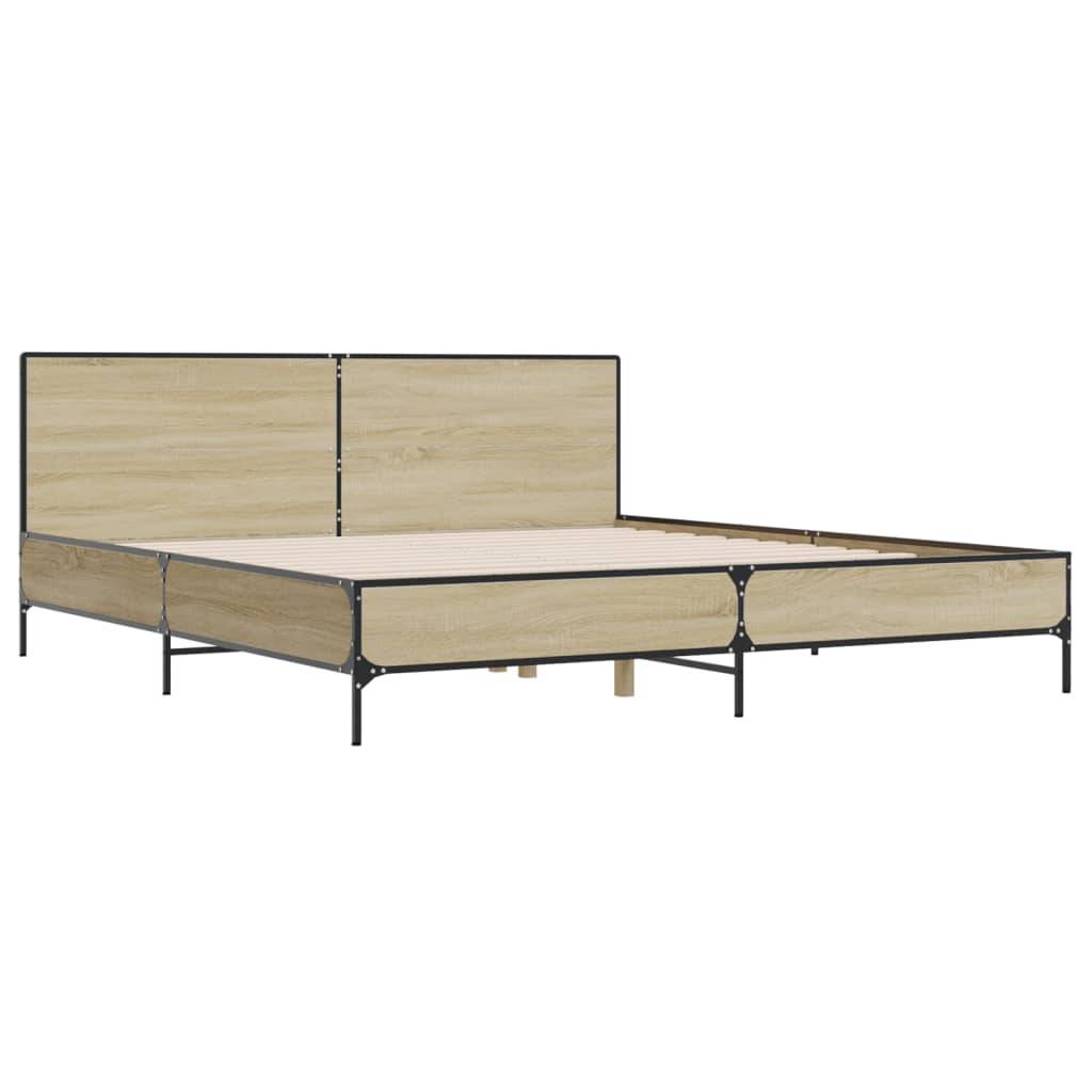 vidaXL Bettgestell Sonoma-Eiche 180x200 cm Holzwerkstoff und Metall