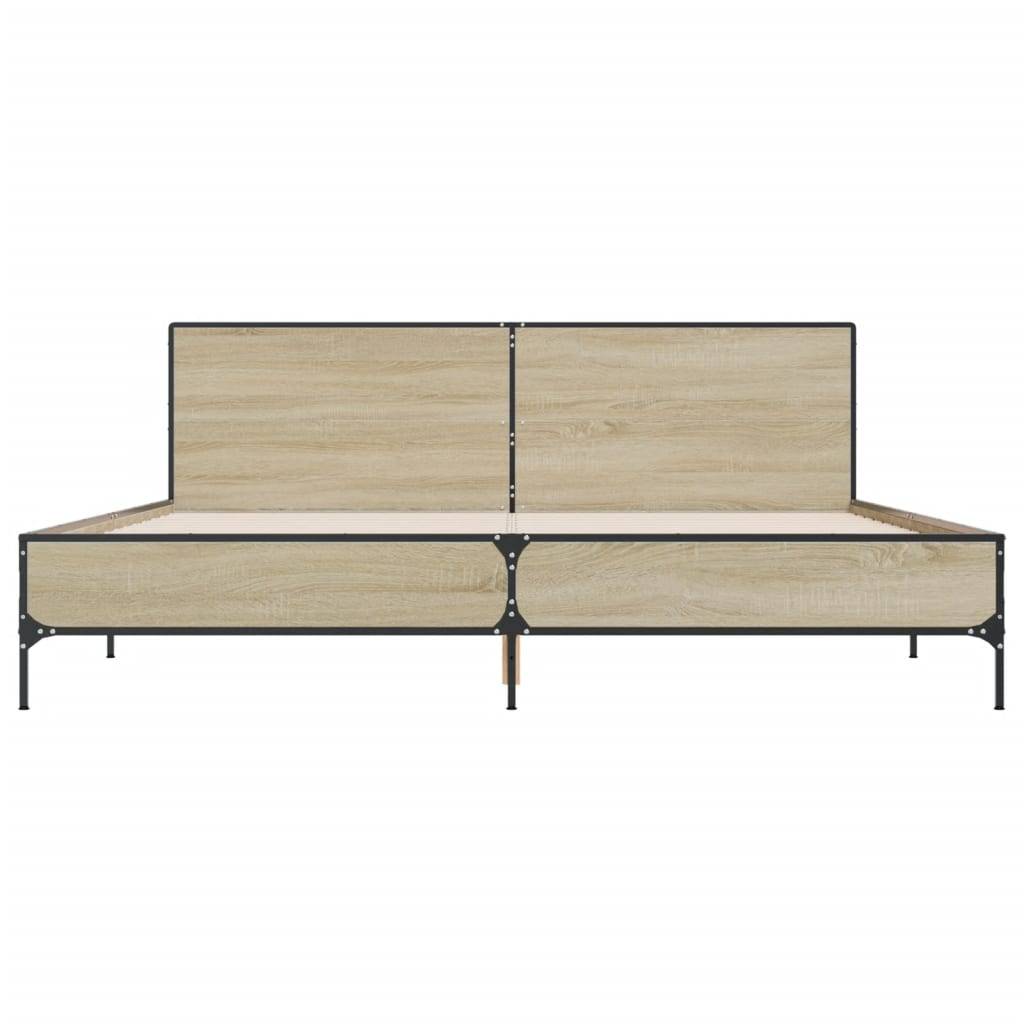 vidaXL Bettgestell Sonoma-Eiche 180x200 cm Holzwerkstoff und Metall
