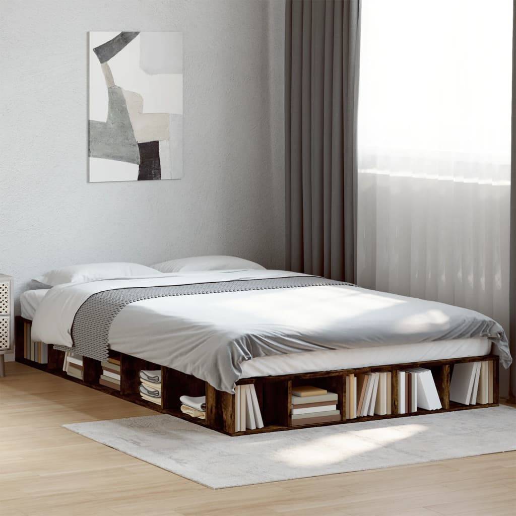 vidaXL Bettgestell Räuchereiche 120x190 cm Holzwerkstoff