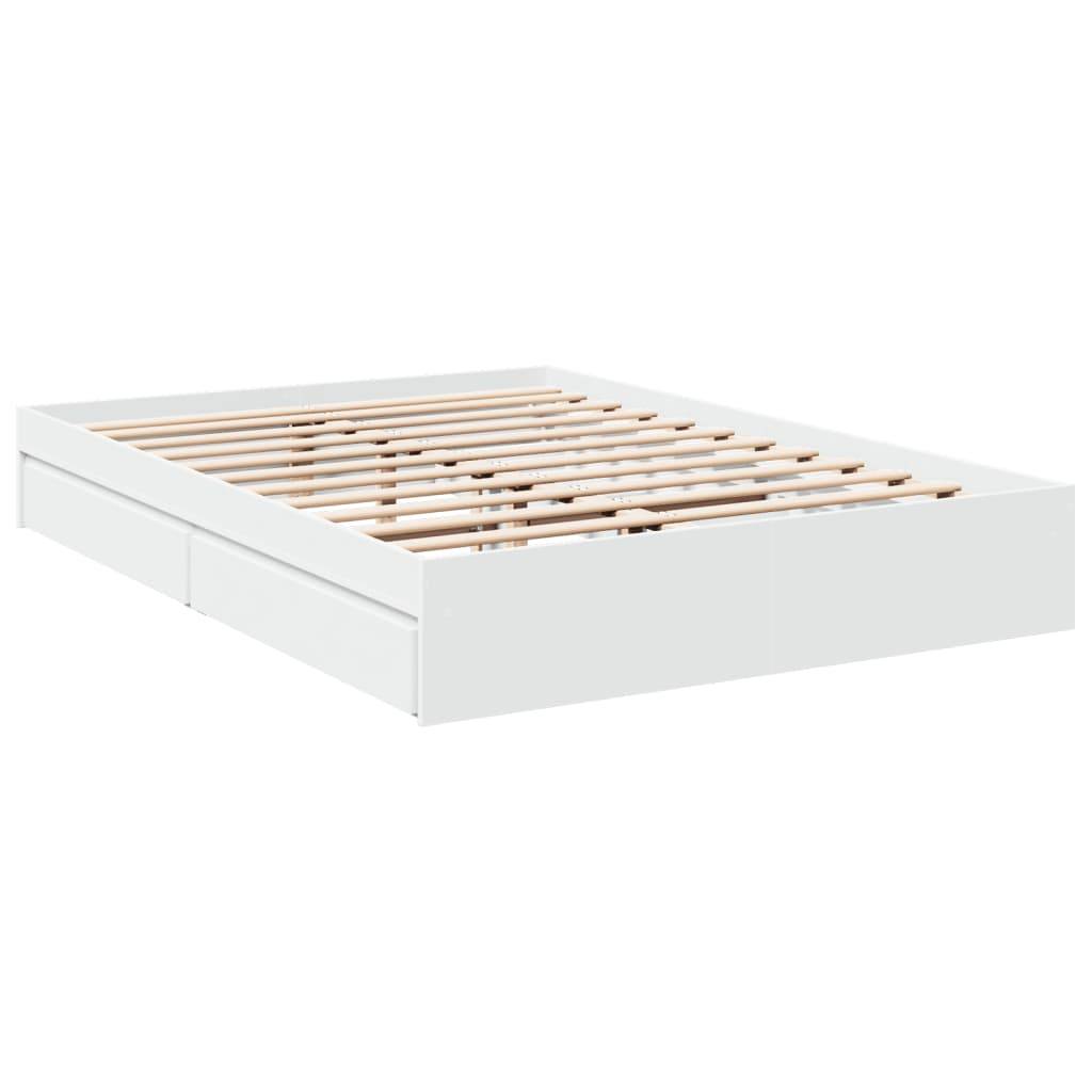 vidaXL Bettgestell mit Schubladen Weiß 160x200 cm Holzwerkstoff