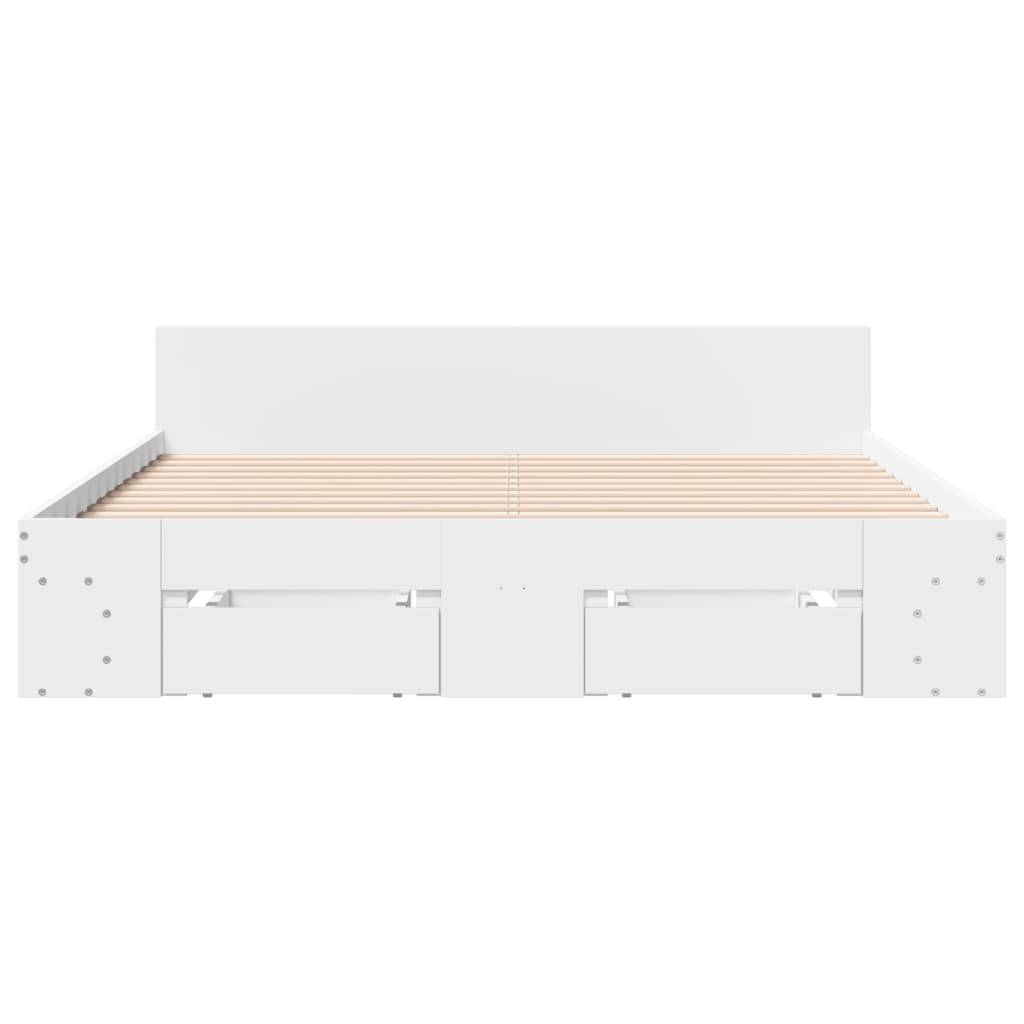 vidaXL Bettgestell mit Schubladen Weiß 160x200 cm Holzwerkstoff