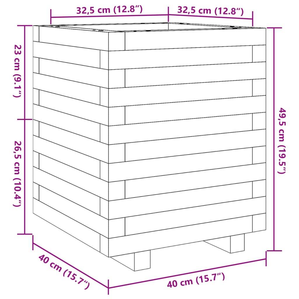 vidaXL Pflanzkübel Wachsbraun 40x40x49,5 cm Massivholz Kiefer