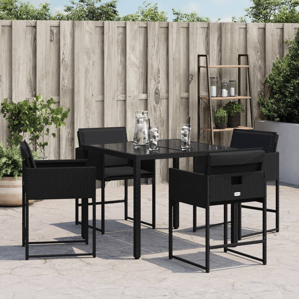 vidaXL Gartenstühle mit Kissen 4 Stk. Schwarz Poly Rattan