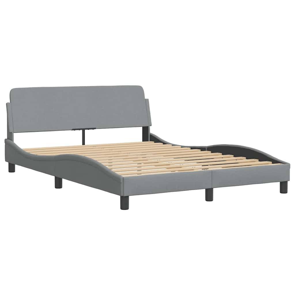 vidaXL Bettgestell Dover Hellgrau 135x190 cm Stoff