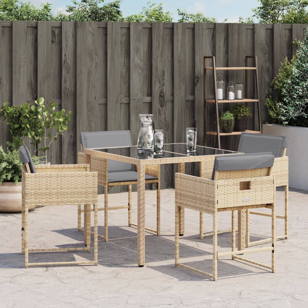 vidaXL Gartenstühle mit Kissen 4 Stk. Beigemischung Poly Rattan