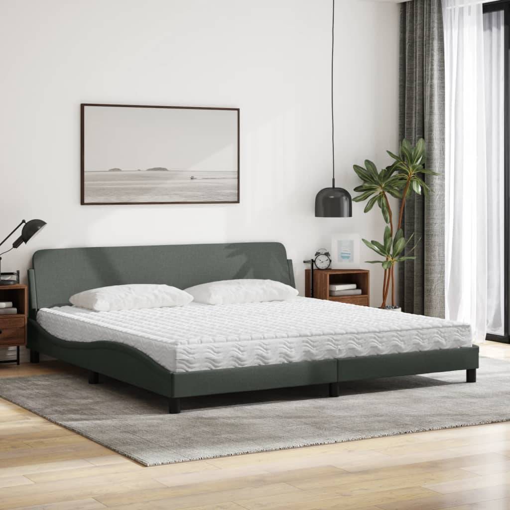 vidaXL Bett mit Matratze Dunkelgrau 200x200 cm Stoff