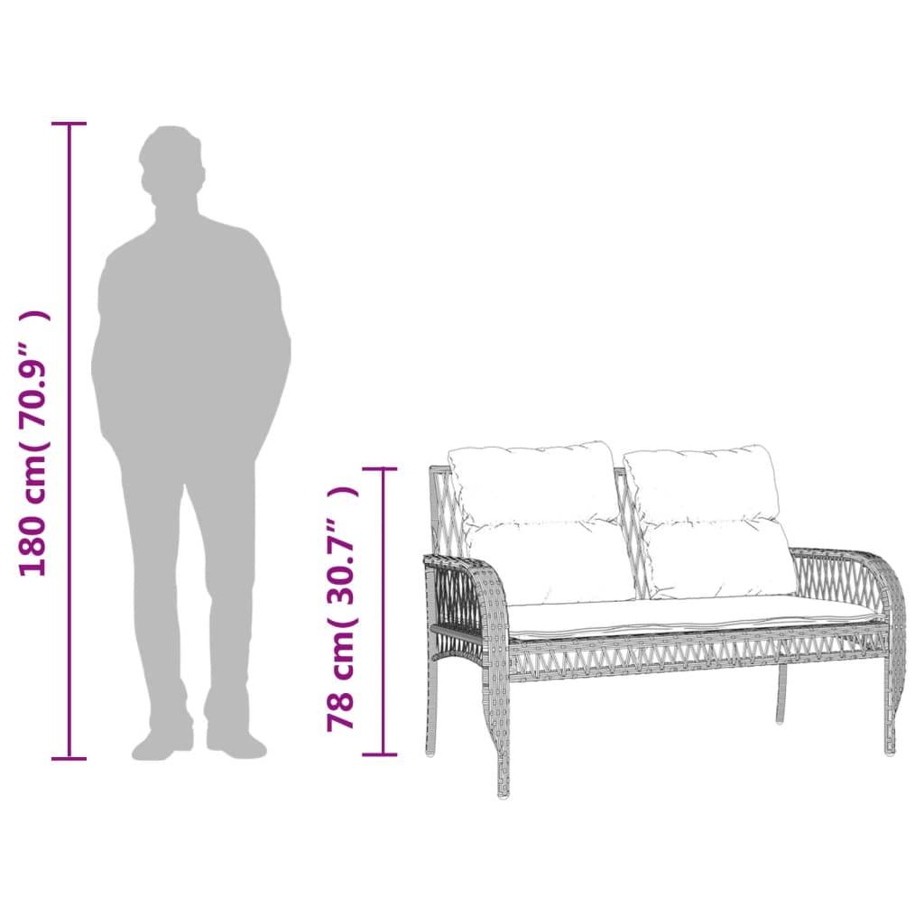 vidaXL 4-tlg. Garten-Sofagarnitur mit Kissen Hellgrau Poly Rattan
