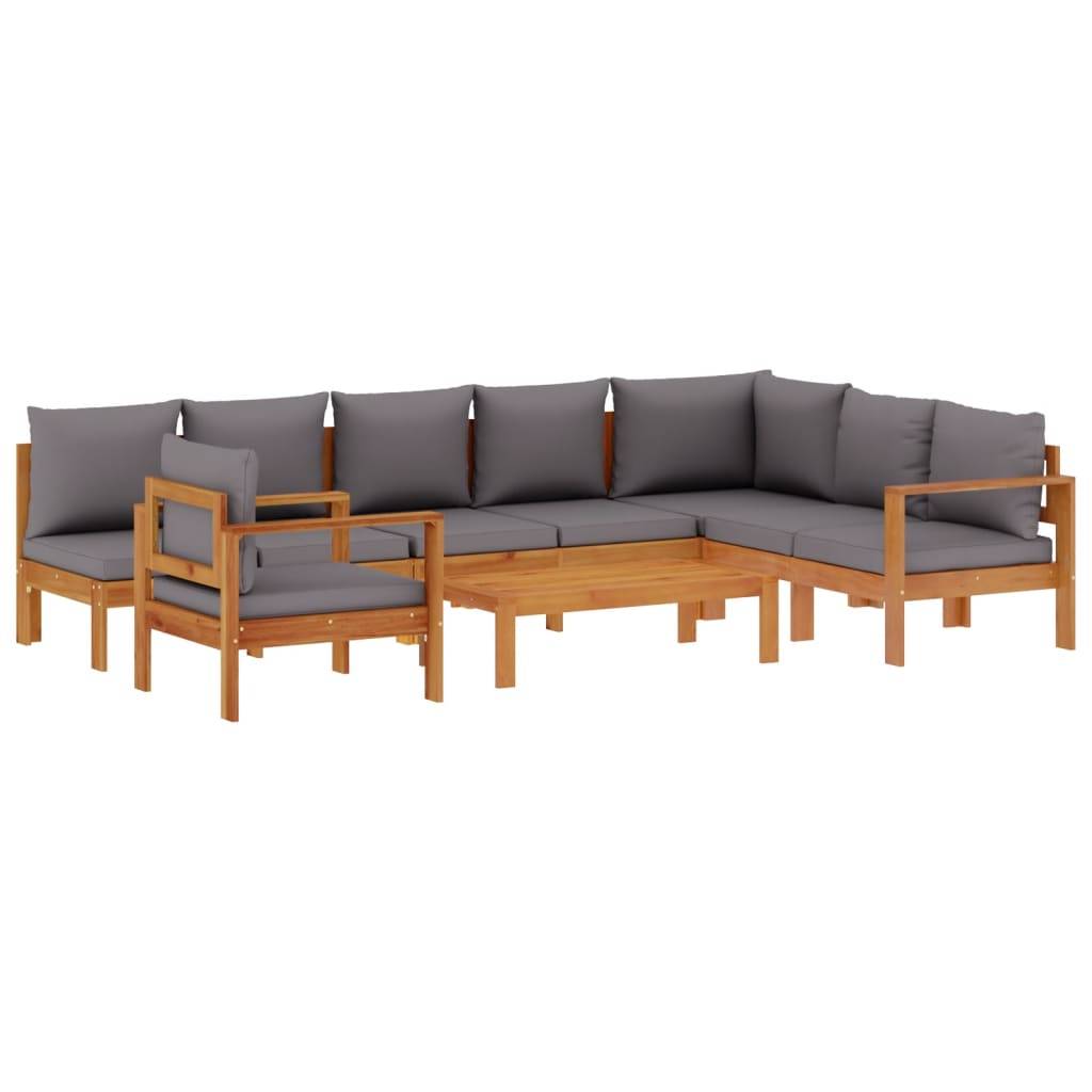 vidaXL 6-tlg. Garten-Sofagarnitur mit Kissen Massivholz Akazie