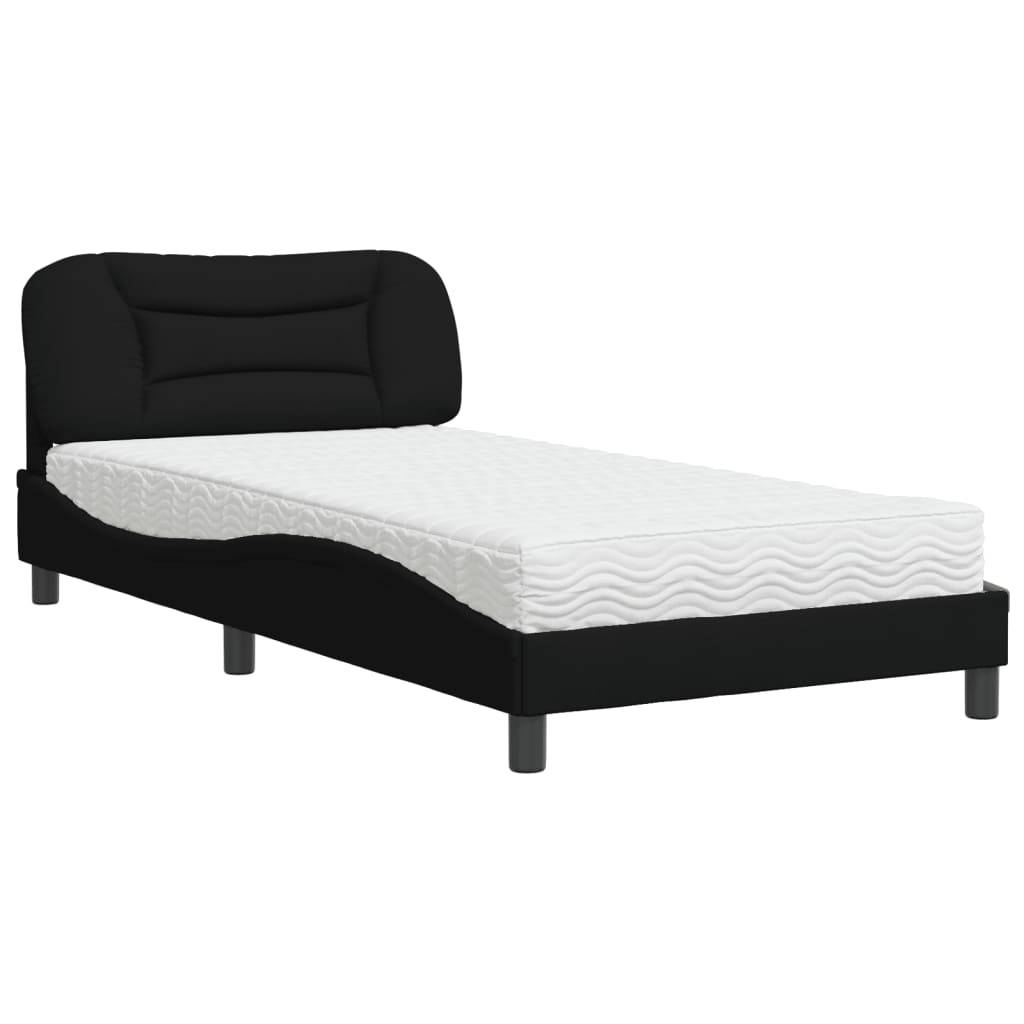 vidaXL Bett mit Matratze "Hvar" Schwarz 100x200 cm Stoff