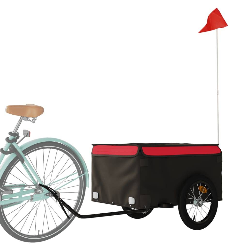 vidaXL Fahrradanhänger Schwarz und Rot 45 kg Eisen