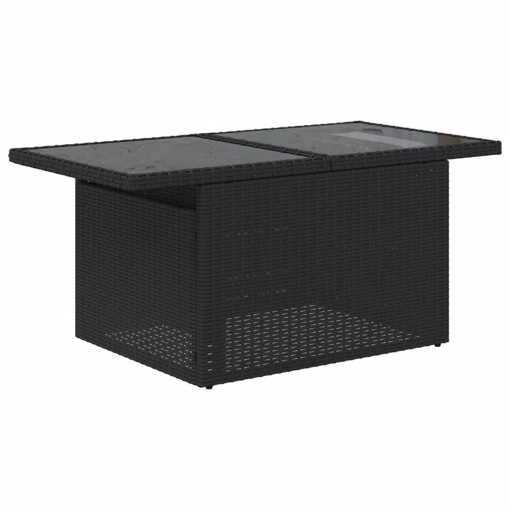 vidaXL 8-teiliges Gartensofa-Set mit Kissen, schwarzes Polyrattan