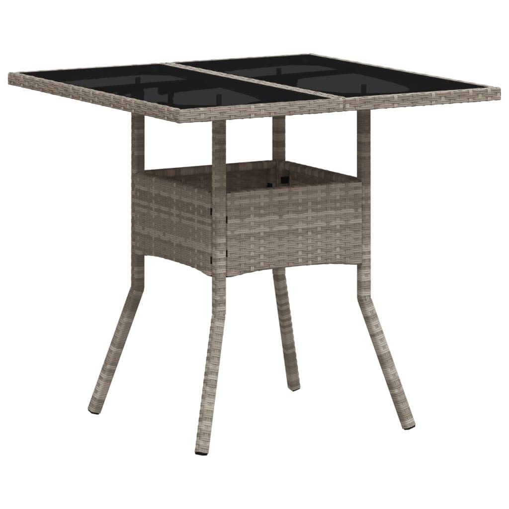 vidaXL 5-tlg. Garten-Essgruppe mit Kissen Hellgrau Poly Rattan Glas