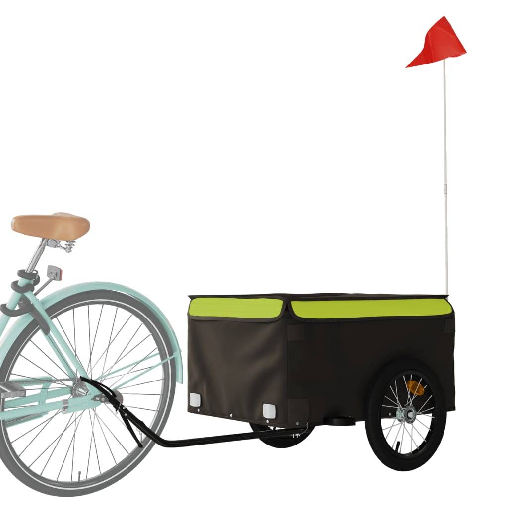 vidaXL Fahrradanhänger Schwarz und Grün 45 kg Eisen