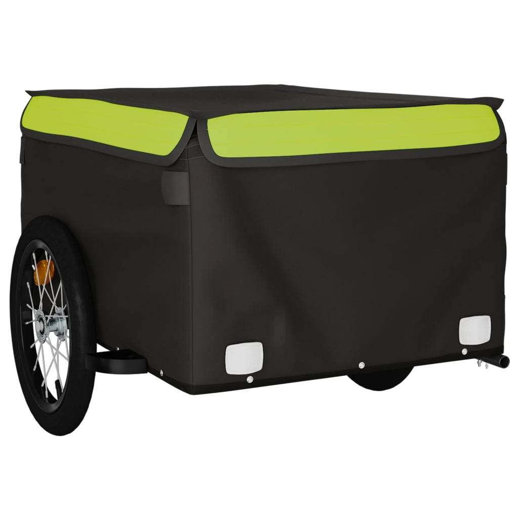 vidaXL Fahrradanhänger Schwarz und Grün 45 kg Eisen