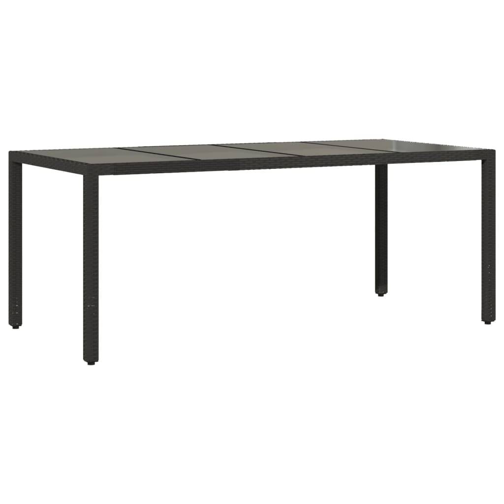 vidaXL 7-tlg. Garten-Essgruppe mit Kissen Schwarz Poly Rattan Glas