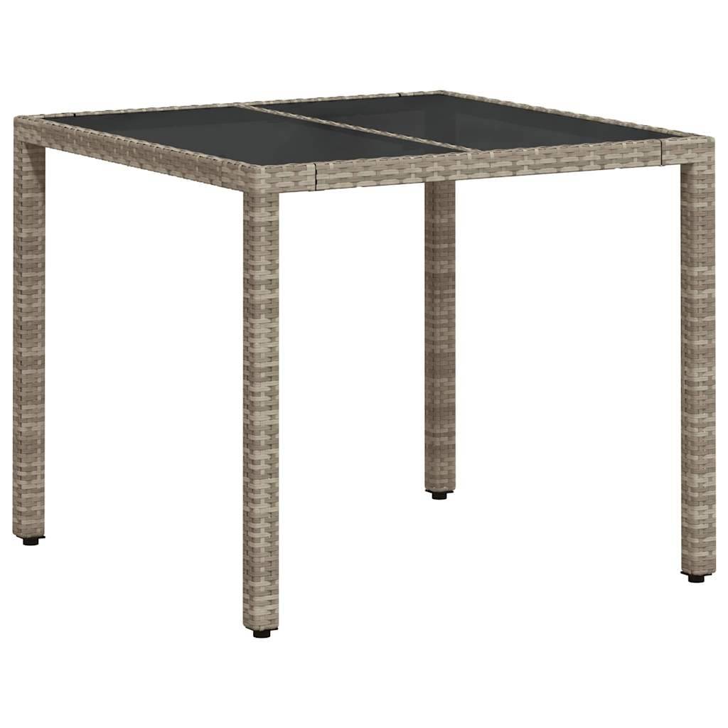 vidaXL 5-tlg. Garten-Essgruppe mit Kissen Hellgrau Poly Rattan Glas