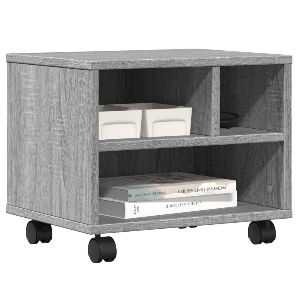 vidaXL Druckerständer mit Rollen Grau Sonoma 41x32x34,5 cm