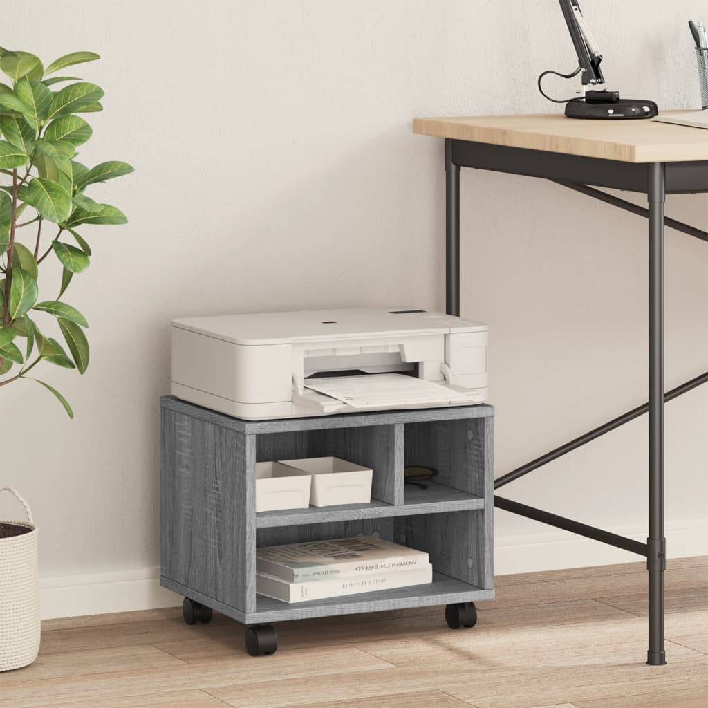 vidaXL Druckerständer mit Rollen Grau Sonoma 41x32x34,5 cm