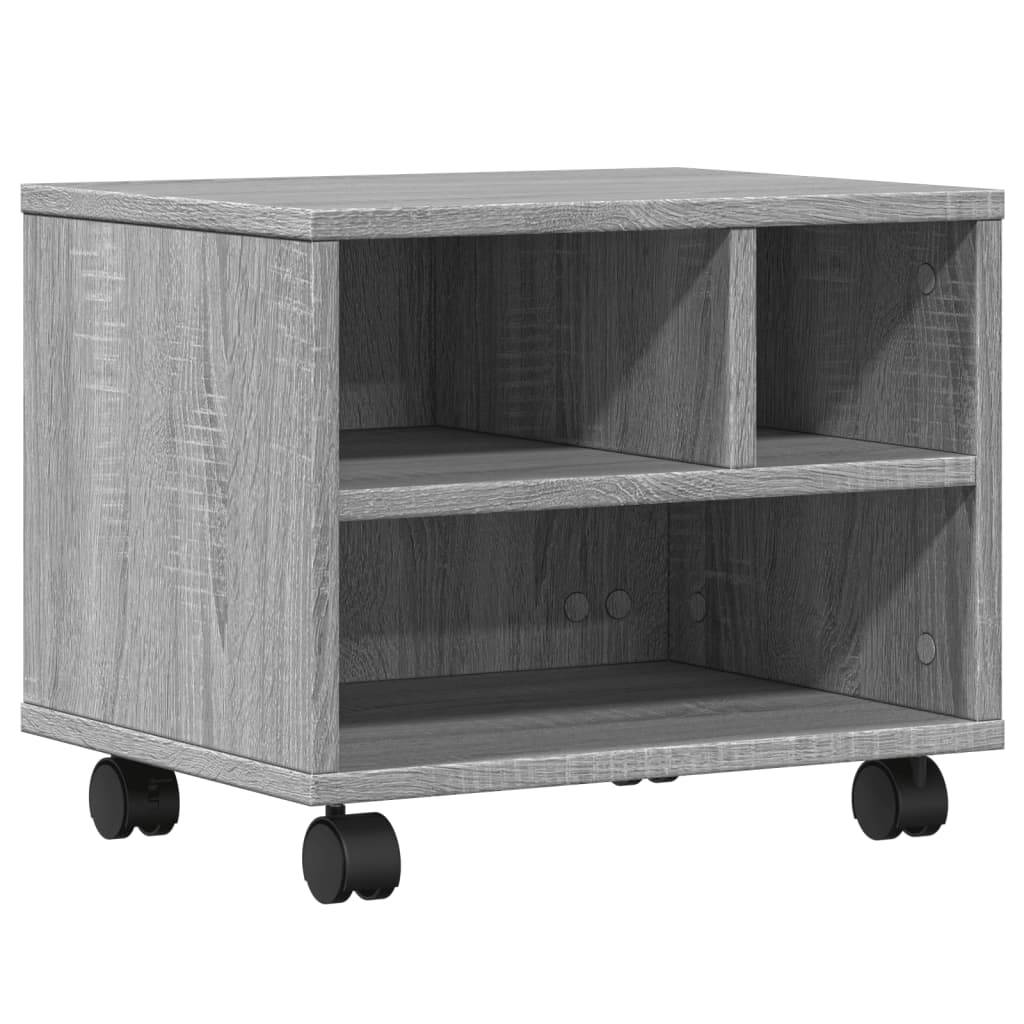 vidaXL Druckerständer mit Rollen Grau Sonoma 41x32x34,5 cm