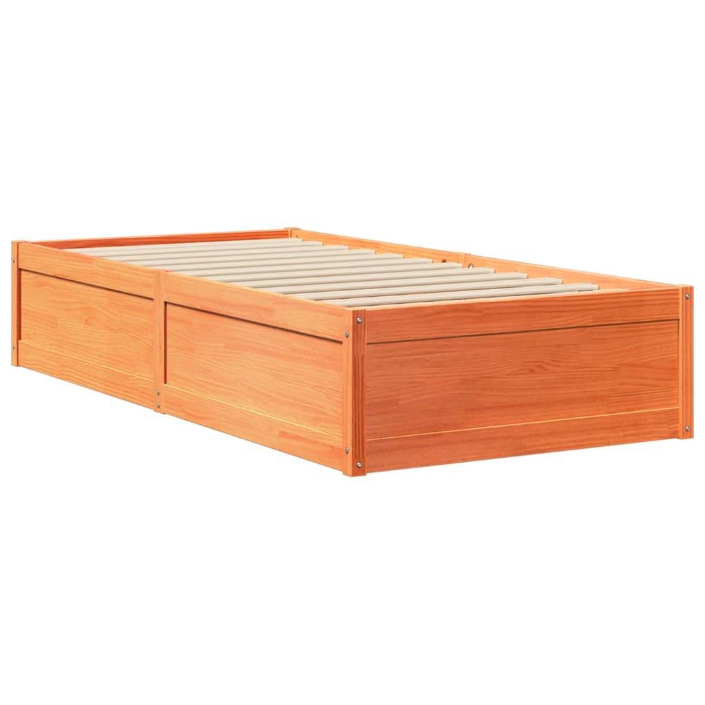 vidaXL Massivholzbett ohne Matratze Wachsbraun 100x200 Kiefernholz