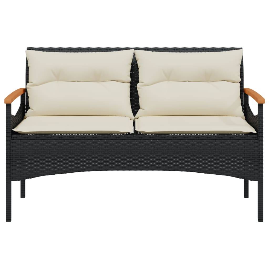 vidaXL 4-tlg. Garten-Sofagarnitur mit Kissen Schwarz Poly Rattan