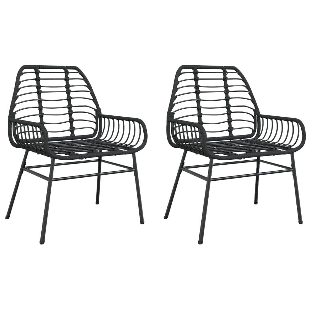 vidaXL Gartenstühle 2 Stk. Schwarz Poly Rattan