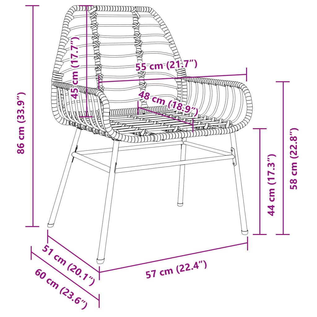 vidaXL Gartenstühle 2 Stk. Schwarz Poly Rattan