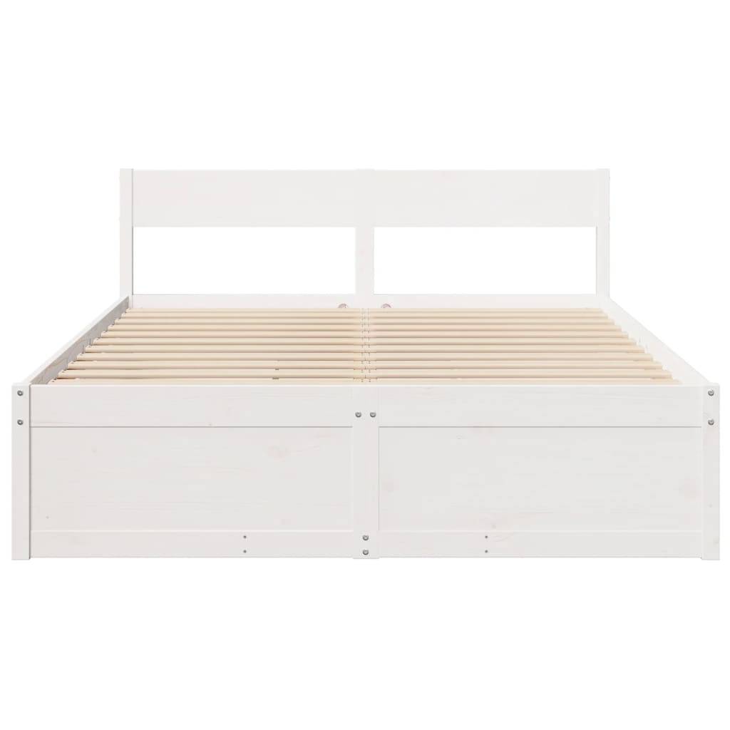vidaXL Massivholzbett ohne Matratze Weiß 150x200 cm Kiefernholz