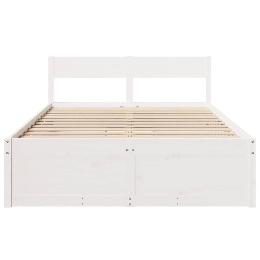 vidaXL Massivholzbett ohne Matratze Weiß 120x200 cm Kiefernholz