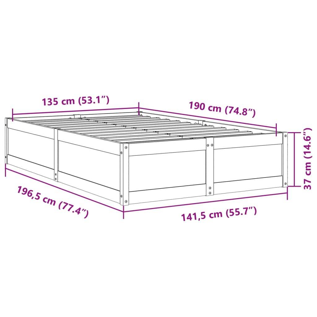 vidaXL Massivholzbett ohne Matratze 135x190 cm Kiefernholz