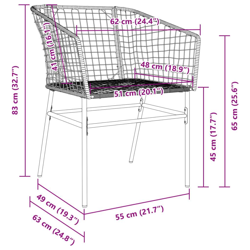vidaXL Gartenstühle 2 Stk. Schwarz Poly Rattan